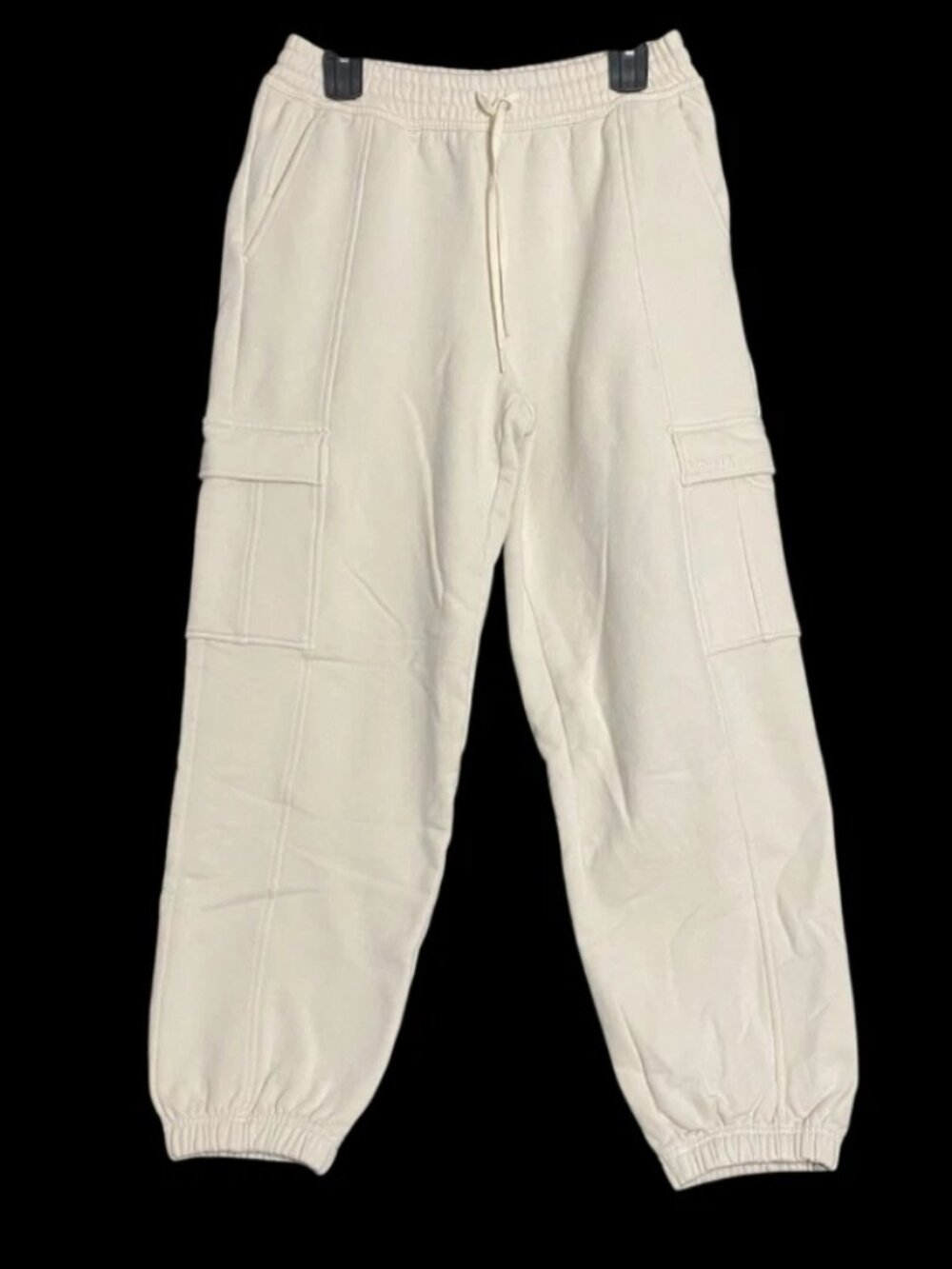Athleta Forever Fleece Bone High Rise Cargo Jogger Pants Womens Size Small